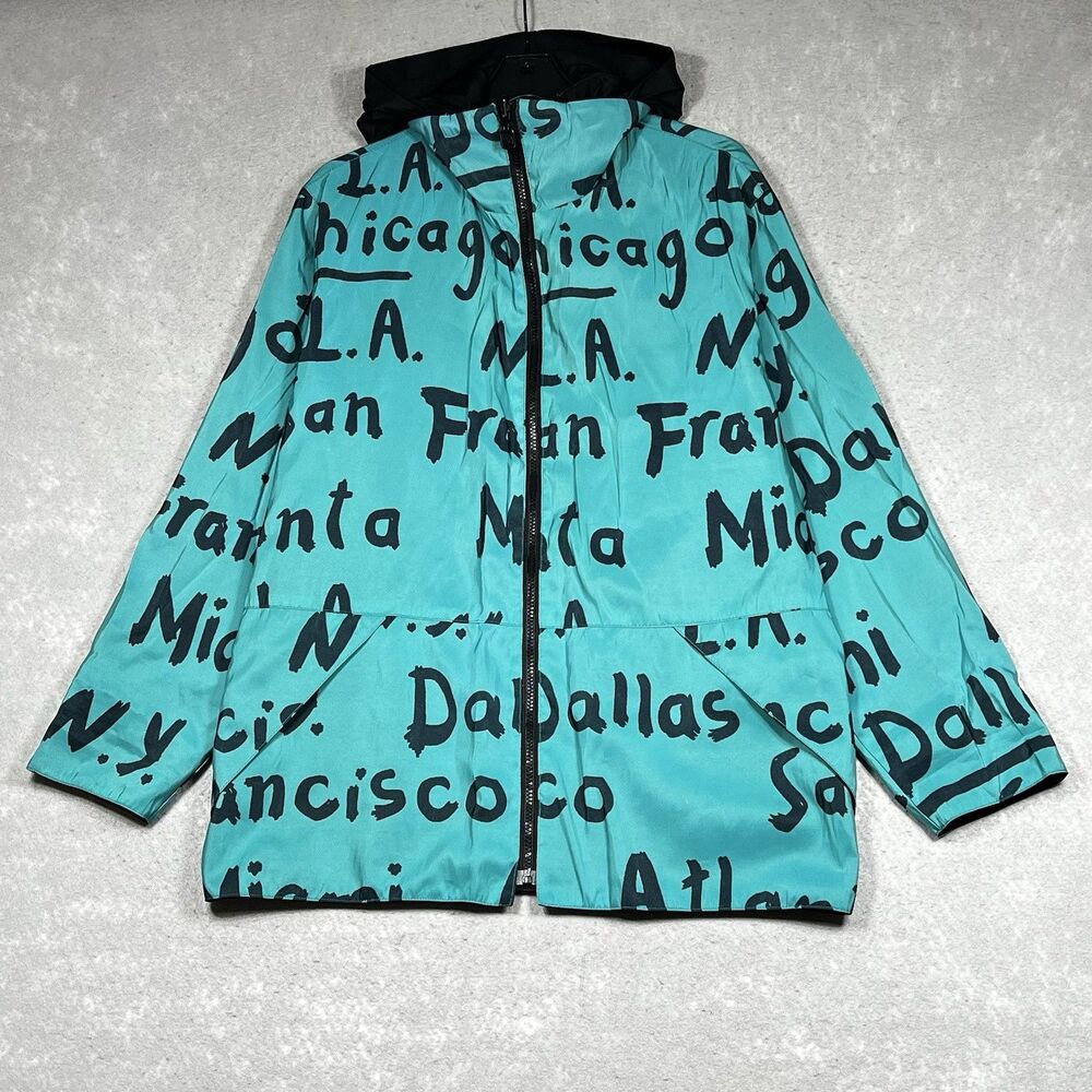 Vintage Mycra Pac Now Raincoat Jacket Adult 1 S/M Green Blck City Reversible